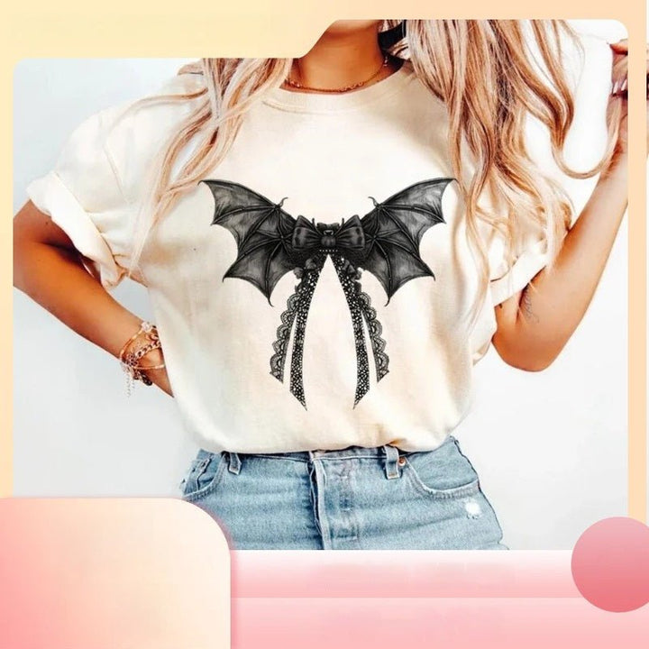 White Women's Halloween Cute Pattern Streetwear T-shirt - Fashion TechWhite Women's Halloween Cute Pattern Streetwear T-shirt