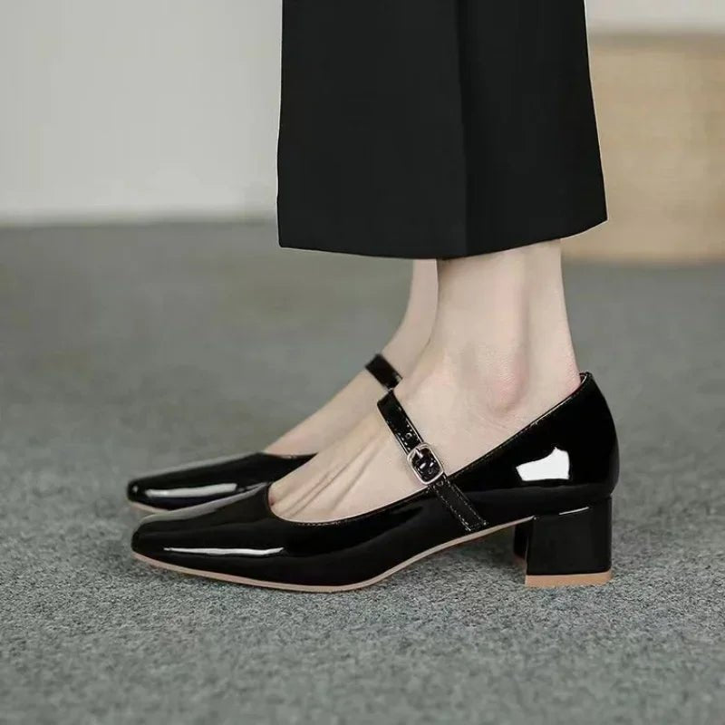 Women Chunky Heel Pumps 2025 Summer Pu Leather Buckle Strap - Street Savage CultureWomen Chunky Heel Pumps 2025 Summer Pu Leather Buckle Strap