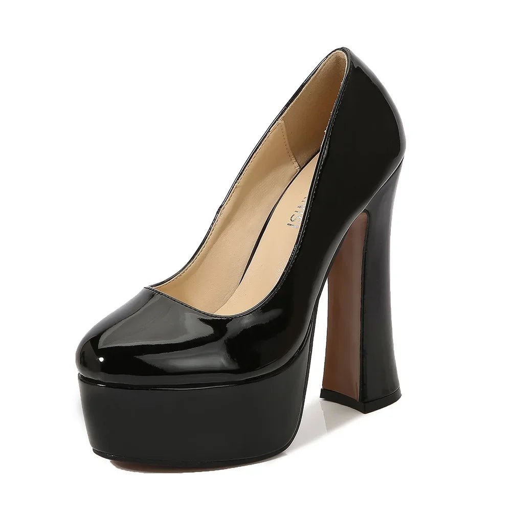 Women Chunky High Heels Sexy Platform Pumps Patent Leather Miss Heels - Street Savage CultureWomen Chunky High Heels Sexy Platform Pumps Patent Leather Miss Heels