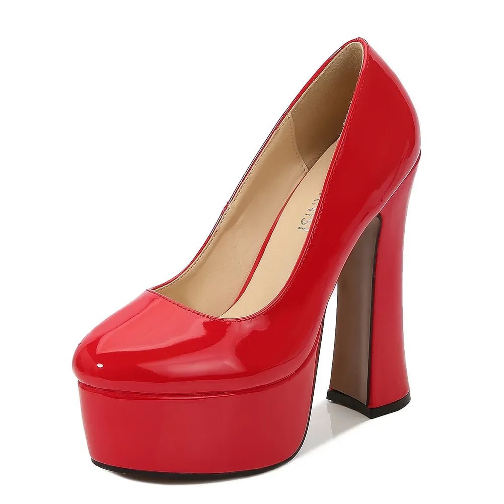 Women Chunky High Heels Sexy Platform Pumps Patent Leather Miss Heels - Street Savage CultureWomen Chunky High Heels Sexy Platform Pumps Patent Leather Miss Heels