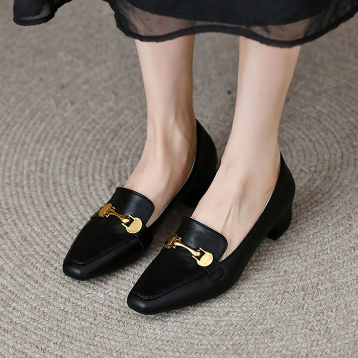 Women High Heels Retro Brown Metal Buckle Heels Slip - on Pumps - Street Savage CultureWomen High Heels Retro Brown Metal Buckle Heels Slip - on Pumps