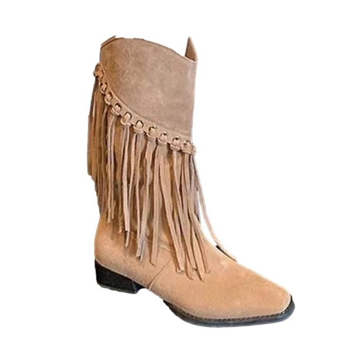 Women Tassel Suede Mid Calf High Boots Zipper Chelsea Boots 2025 - Street Savage CultureWomen Tassel Suede Mid Calf High Boots Zipper Chelsea Boots 2025